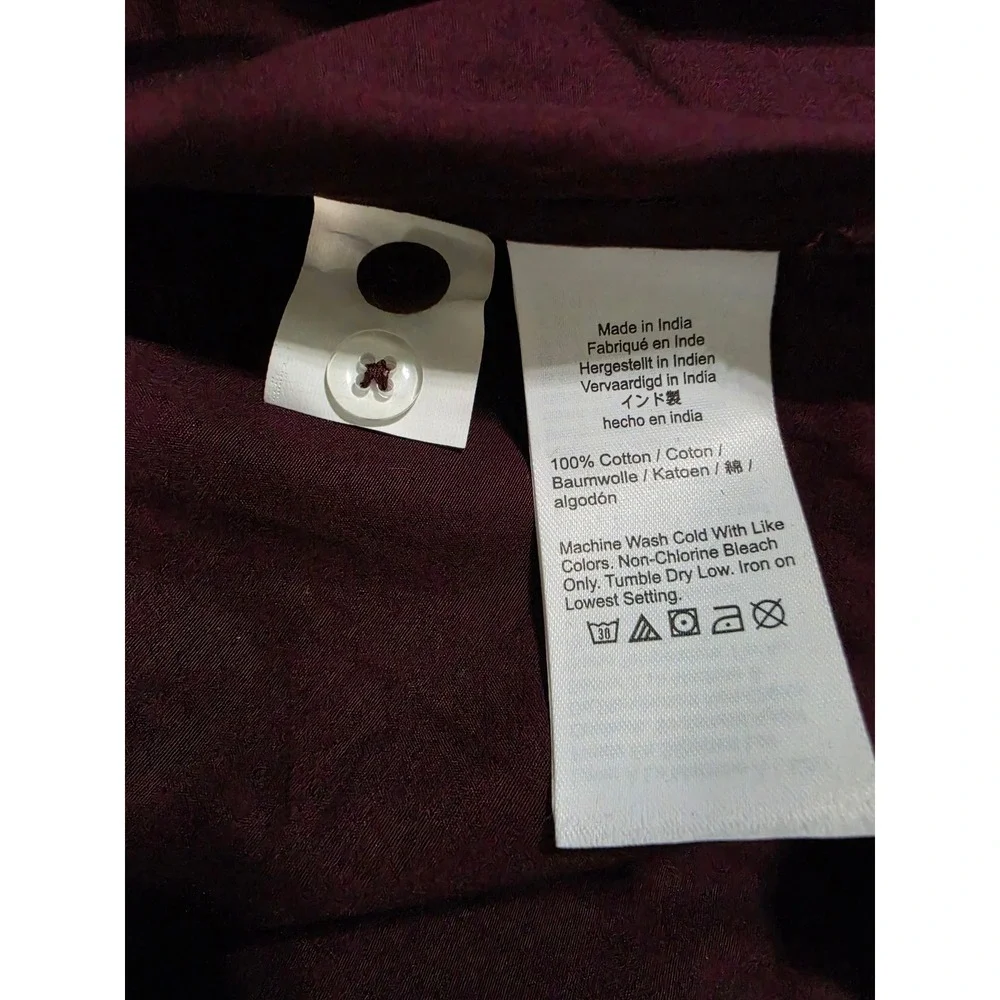 Madewell Plum Cotton Puff Sleeve Tie Neck Button Front Blouse NY535 Small NEW
